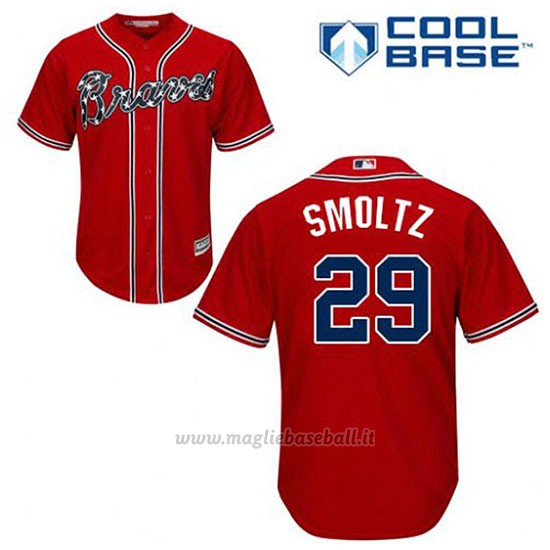 Maglia Baseball Uomo Atlanta Braves 29 John Smoltz Rosso Alterner Cool Base